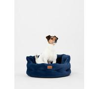 Joules Chesterfield Dog Bed, Navy, Soft Velvet Fabric, Thickly Padded, Machine Washable, 70Cm Diameter, Large