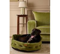 Rosewood x Joules Khaki Chesterfield Pet Bed, Small - Luxury Velvet Dog Bed with Non-Slip Base, Extra Padding & Supportive Cushion - Stylish Sofa-Inspired Design, Comfortable Resting Spot