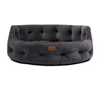Rosewood x Joules Grey Chesterfield Pet Bed, Small - Luxury Velvet Dog Bed with Non-Slip Base, Extra Padding & Supportive Cushion - Stylish Sofa-Inspired Design, Comfortable Resting Spot