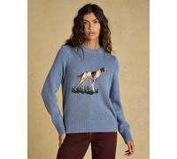Joules Cotton Rich Intarsia Jumper with Wool Blue Mix