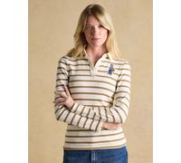 Joules Cotton Rich Ribbed Striped Polo Shirt Brown Mix