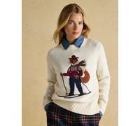 Joules Cotton Rich Skiing Fox Crew Neck Jumper Cream