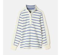 Joules Cream Blue Southwold Button Down Striped Cotton Sweatshirt Size 24