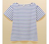 Joules Cream Blue Stripe Harbour Short Sleeve Boat Neck T-Shirt