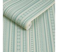 Joules Decorative Stripe Duck Egg Blue / Cream Wallpaper