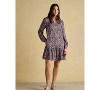Joules Ditsy Floral V-Neck Mini Drop Waist Dress Navy Mix