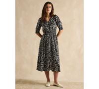 Joules female Floral V-Neck Midi Waisted Dress - 14 - Black Mix, Black Mix