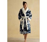 Joules Fleece Floral Dressing Gown Navy Mix