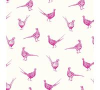 Joules Flirty Pheasants Truly Pink Wallpaper - 10m x 52cm