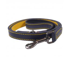 Joules For Dapper Dogs Navy Leather Dog Lead - With Padded Handle
