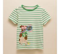 Joules Girls Astra Tennis Dog Print Top - Green - Size: Age 3
