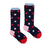 Joules Girls Fluffy Socks - Navy Spot - Size: Medium