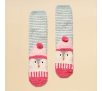 Joules Girls Fluffy Socks - Pink Print - Size: Medium