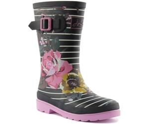 Joules Girl's Jnr Welly Print Rain Boot, White Stripe Floral, 9 UK