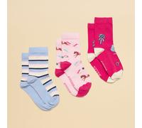 Joules Girls Neat Feet 3 Pack Socks - Light Pink - Size: Large