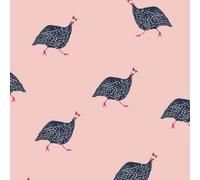 Joules Guinea Fowl Blush Pink Wallpaper - 10m x 52cm