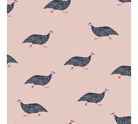 Joules Guinea Fowl Wallpaper - Blush Pink - 10m