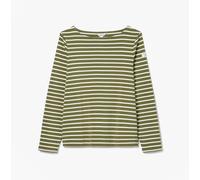 Joules HARBOUR Boat Neck 100% Cotton Breton Top Green Stripe - UK 8