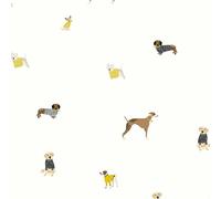 Joules Harbour Dogs Wallpaper - Creme - 10m
