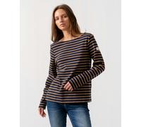 Joules Harbour Womens Broad Stripe Breton Top - Navy Tan Stripe - Navy Tan Stripe - UK12 EU40 US8