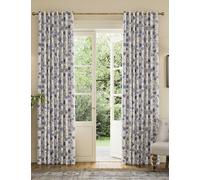 Joules Indienne Pure Cotton Eyelet Blackout Curtains Blue Mix