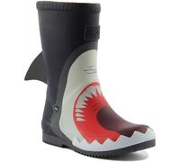 Joules Jnr Roll Up Kids Printed Shark Rubber Welly Boy Shoes In Navy UK 1 - 13