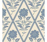 Joules Juliette Floral Print Wallpaper - Cream/Blue - 10m