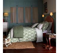 Joules Juliette Stamp Green Duvet Cover Set Super King Size Green