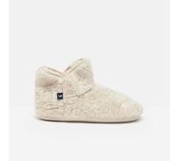 Joules Ladies Cabin Luxe Faux Fur Lined Slipper - Cream - Size: Medium