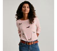 Joules Ladies Festive Harbour Luxe Long Sleeve Jersey Top - Red Stripe - Size: UK18