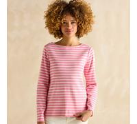Joules Ladies New Harbour Stripe Top - Pink Stripe - Size: UK12