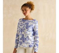 Joules Ladies Printed Harbour Top - Blue - Size: UK18