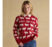 Joules Ladies What The Flock Jumper - Red - Size: XX Large