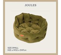 Rosewood x Joules Khaki Chesterfield Pet Bed, Small - Luxury Velvet Dog Bed with Non-Slip Base, Extra Padding & Supportive Cushion - Stylish Sofa-Inspired Design, Comfortable Resting Spot