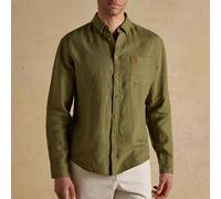 Joules Mens Khaki Green Linen Long Sleeve Classic Fit Shirt