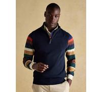 Joules Men's Pure Cotton Quarter Zip Tank Top - L - Navy, Navy,Green