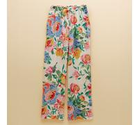 Joules Multi Floral Relaxed Wide Leg Linen Trousers