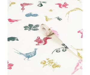 Joules Multicolour Etched Woodland Smooth Wallpaper