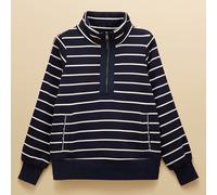 Joules Navy Bronte Stripe Funnel Neck Quarter Zip Sweatshirt