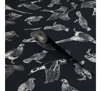 Joules Navy Country Birds Smooth Wallpaper Sample