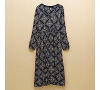 Joules Navy Geo Nia Long Sleeve V Neck Midaxi Dress