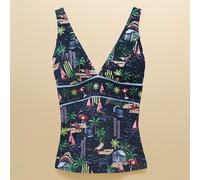 Joules Navy Holiday Icons Panel V-Neck Tankini Top