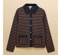 Joules Navy Tan Stripe Premium Ribbed Cotton Jersey Cardigan