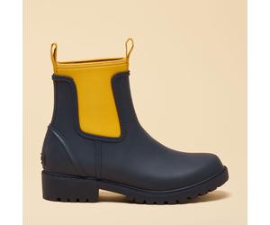 Joules Navy Yellow Oakfield Short Neoprene Lined Wellies