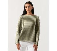 Joules HARBOUR Boat Neck 100% Cotton Breton Top Green Stripe - UK 10