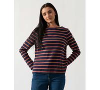 Joules New Harbour Womens Striped Breton Top - Tan/Navy Multi - Tan/Navy Multi - UK14 EU42 US10