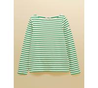 Joules New Harbour Womens Striped Breton Top - White/Green Stripe - White/Green Stripe - UK16 EU44 US12