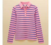 Joules Pink Blue Stripe Fairfile Long Sleeve Ribbed Polo Shirt