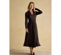 Joules Printed V-Neck Midi Skater Dress Brown Mix