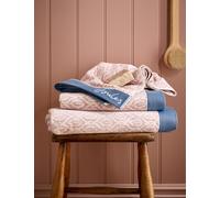Joules Pure Cotton Leaf Trellis Geometric Towel Pink